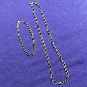 Sterling Silver Vermeil Paperlink Hammered Set  (3)
